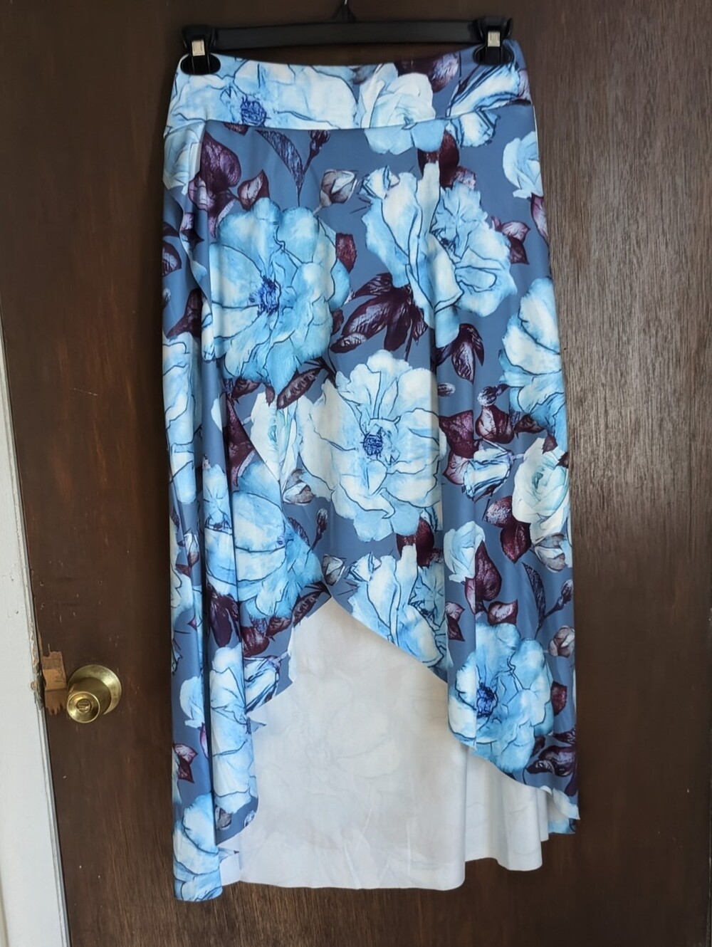 Blue Floral High-Low Skirt